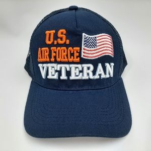 U.S. Air Force Veteran Mesh Snapback Hat Cap Embroidered Blue